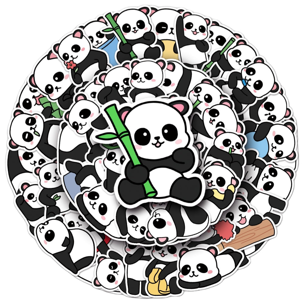 50pcs Princess Aven Superheros Toy Kids Stickers Luggage Laptop Skateboard Waterproof Party Bag Fillers Waterbottle Decal Graffiti Patches(Panda)