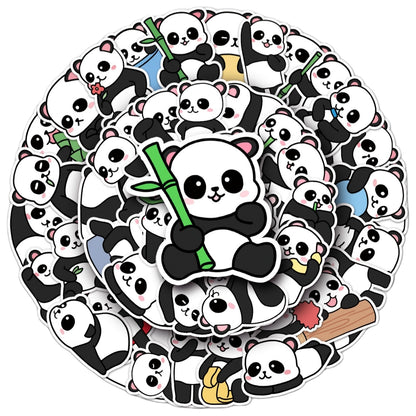 50pcs Princess Aven Superheros Toy Kids Stickers Luggage Laptop Skateboard Waterproof Party Bag Fillers Waterbottle Decal Graffiti Patches(Panda)