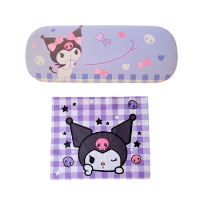Lovely cat Cartoon Hard Shell Eyeglasses Cases Girl Protective Case Storage Box With Glasses Cloth for Teen PU leather eyegalss case (Hello Kitty)