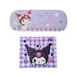 Lovely cat Cartoon Hard Shell Eyeglasses Cases Girl Protective Case Storage Box With Glasses Cloth for Teen PU leather eyegalss case (Kuromi)