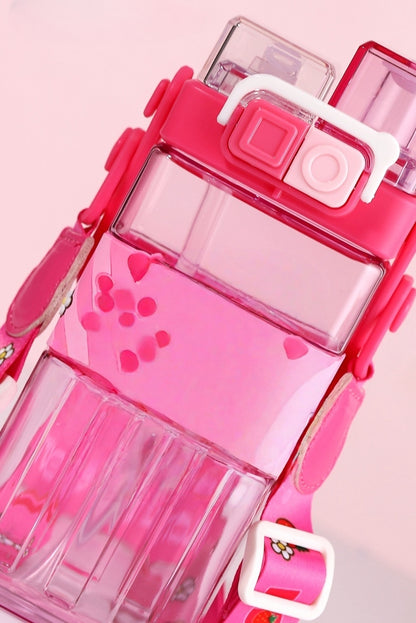 Water Bottle Reusable Kids 510ml PP with Two Lids Leak Proof with straw Lid BPA Free Drinking bottle (Kuromi)