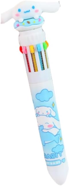 Multicolor teddy bear Pens 0.5mm 10-in-1 Retractable Ballpoint Pens 10 Colors Transparent Barrel Ballpoint Pen for Office Supplies and kids school (My Melody)