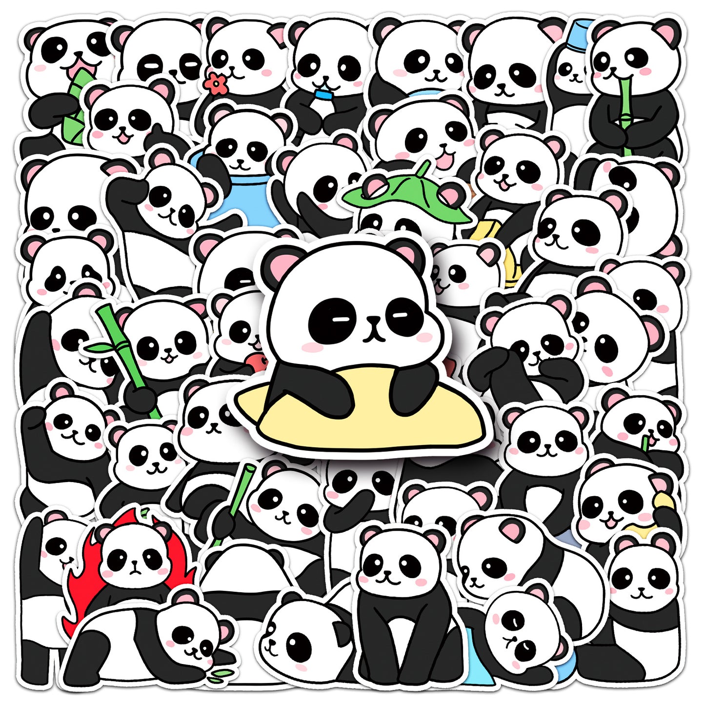 50pcs Princess Aven Superheros Toy Kids Stickers Luggage Laptop Skateboard Waterproof Party Bag Fillers Waterbottle Decal Graffiti Patches(Panda)