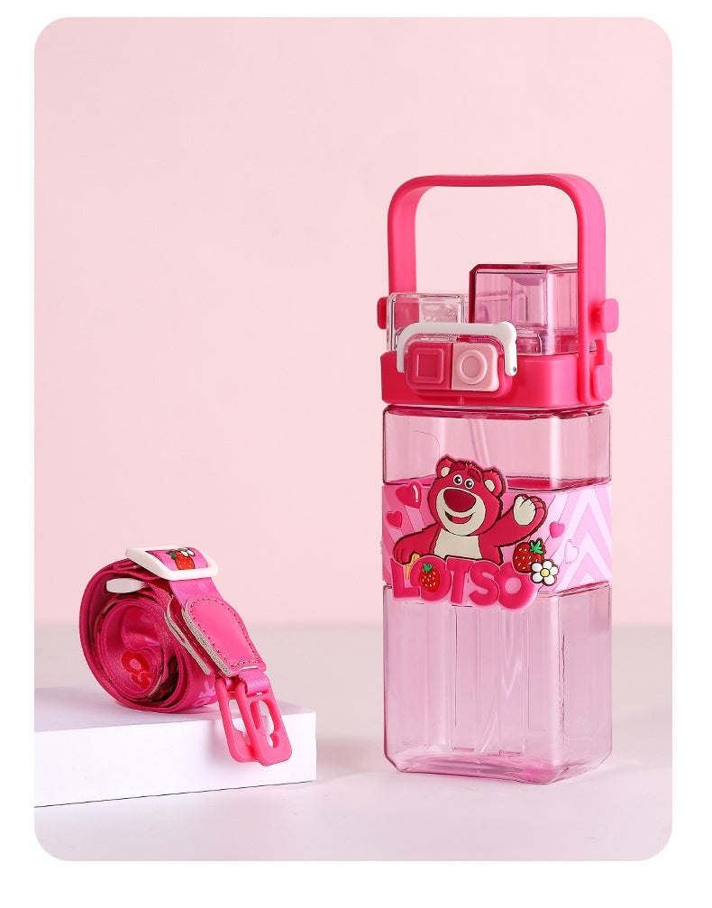 Water Bottle Reusable Kids 520ml PP with Two Lids Leak Proof with straw Lid BPA Free Drinking bottle (Cinnamoroll)