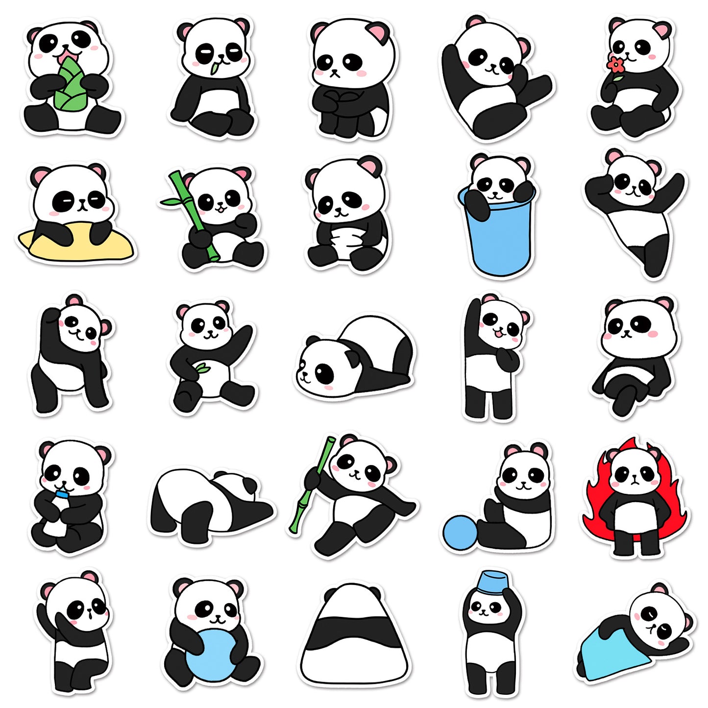 50pcs Princess Aven Superheros Toy Kids Stickers Luggage Laptop Skateboard Waterproof Party Bag Fillers Waterbottle Decal Graffiti Patches(Panda)