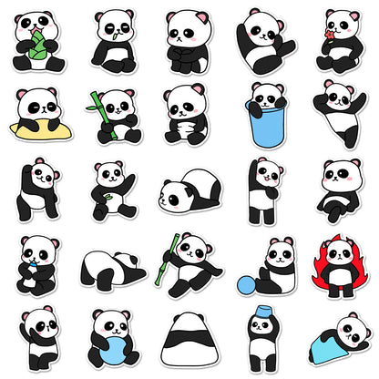 50pcs Princess Aven Superheros Toy Kids Stickers Luggage Laptop Skateboard Waterproof Party Bag Fillers Waterbottle Decal Graffiti Patches(Panda)