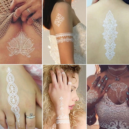 9 Sheets Women Men Gold Fashion Metallic Temporary Tattoos Waterproof Stickers Festival Fake Jewelry Tattoos Body Art