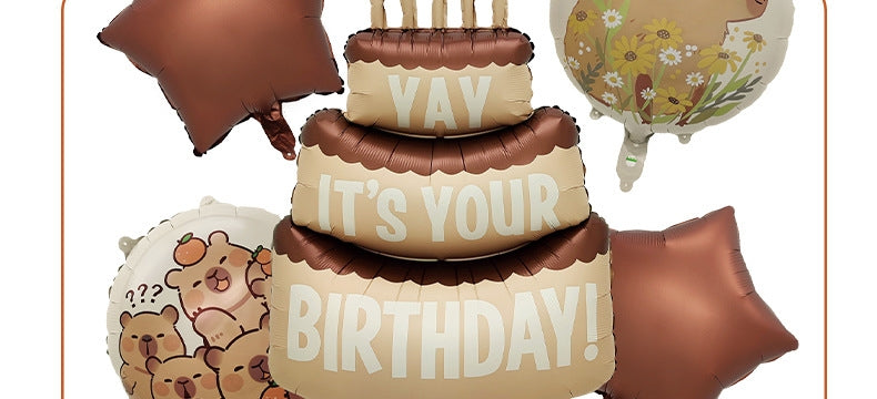 5pcs Princess Cinderella Foil Balloons Birthday Party Congratulations balloons Baby Shower Party Decorations Party Suppiles Accessories Theme kids (Capybara)