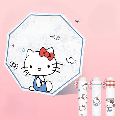 Umbrella for  Teens Kids Folding Telescopic UV Protection Umbrella Lightweight Travel School Work Gifts Girls Boys(Hello kitty)