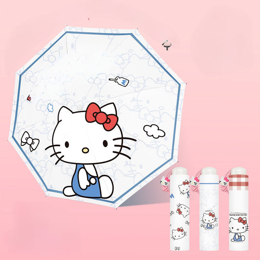 Umbrella for  Teens Kids Folding Telescopic UV Protection Umbrella Lightweight Travel School Work Gifts Girls Boys(Hello kitty)