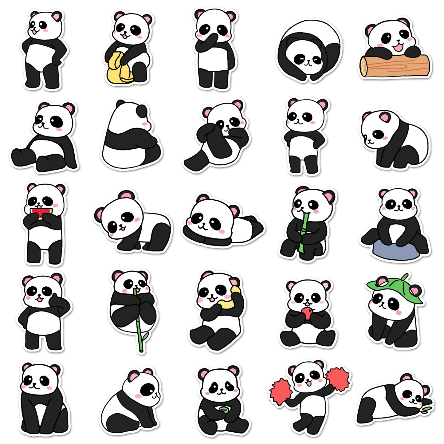 50pcs Princess Aven Superheros Toy Kids Stickers Luggage Laptop Skateboard Waterproof Party Bag Fillers Waterbottle Decal Graffiti Patches(Panda)