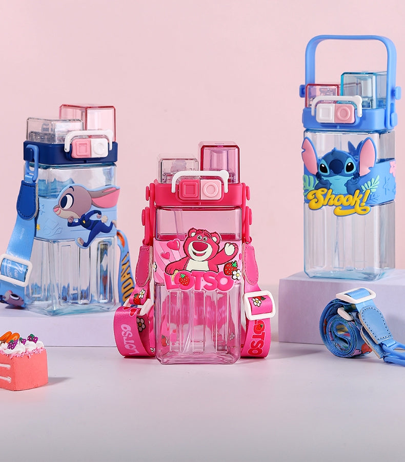 Water Bottle Reusable Kids 520ml PP with Two Lids Leak Proof with straw Lid BPA Free Drinking bottle (Cinnamoroll)