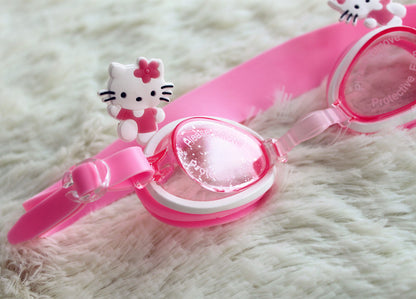 Kids Swimming Goggles Safe Soft Silicone Cap Hat Anti-Fog Waterproof No Leaking Crystal Clear Swim Goggles for Kids Children Boys Girls and Teens Age 3-15