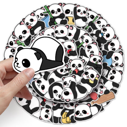 50pcs Princess Aven Superheros Toy Kids Stickers Luggage Laptop Skateboard Waterproof Party Bag Fillers Waterbottle Decal Graffiti Patches(Panda)