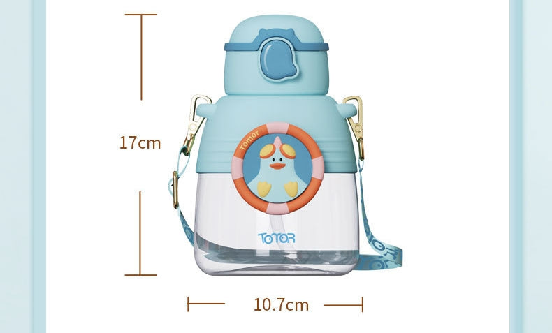Water Bottle Reusable Kids 520ml PP with Two Lids Leak Proof with straw Lid BPA Free Drinking