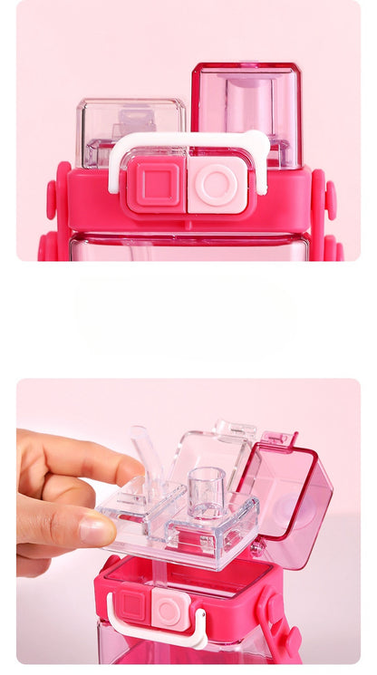 Water Bottle Reusable Kids 510ml PP with Two Lids Leak Proof with straw Lid BPA Free Drinking bottle (Kuromi)