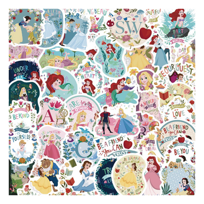 50pcs Princess Aven Superheros Toy Kids Stickers Luggage Laptop Skateboard Waterproof Party Bag Fillers Waterbottle Decal Graffiti Patches