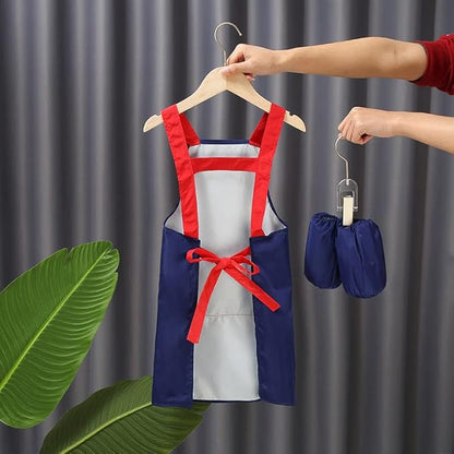 3pcs kids Aprons with Sleeves pockets, Children Chef Apron for kitchen Cooking Baking Painting