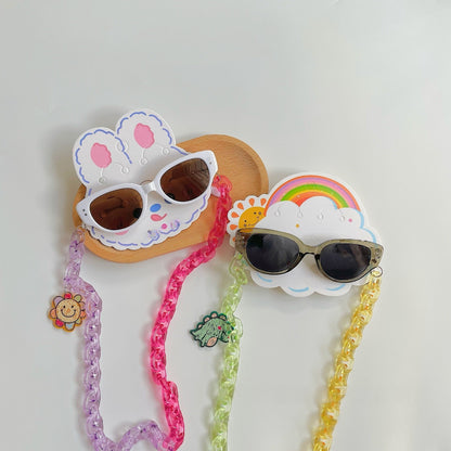 Kids Sunglasses Girls, pink Girls Sunglasses Colourful with strap, Funky Party children Favor, for Kids Toddler UV400 Age 3-10 (Sunglasses Colourful with strap)