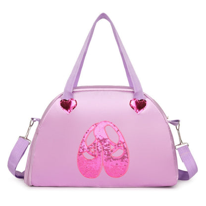 Girls Kids Children Ballet Dance Bag, Pink Ballerina Handbag Tote Gymnastics Sports Duffel Bag, Crossbody Shoulder School Bag Light Weight Carry-on Luggage (Pink 02)