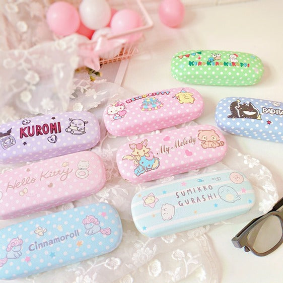 Lovely Cartoon Hard Shell Eyeglasses Cases Girl Protective Case Storage Box With Glasses Cloth for Teen PU leather eyegalss case