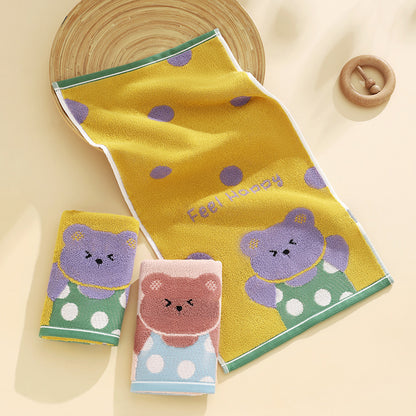 2PCS Children's Facial Towel, Kids Washcloth Towels, Cotton Kids Face Towels, Cute Kitty dog Hand Towel Set, Children Wash Cloths for Hand Face Shower, 33x 73 CM (Bear)