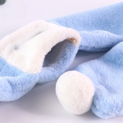 Kids Winter Beanie Scarf for 2-10 Years Old Boys Girls.Outdoor Warm Fleece Lined Thermal Knit Fluffy Pom (Blue Frozen)