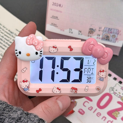 LED Digital Children Alarm Clock With Night Light - Light Alarm Clock for Girls Boys Teenagers School Back To School Gifts Dual Alarms Snooze Modes Temperature Dates display (Kuromi)
