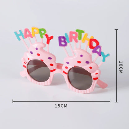 3 Pack Happy Sunglasses Birthday Glasses Lovely Cupcake Birthday Sunglasses for Women Kids Happy Party Glasses for Photo Props Party Decorations