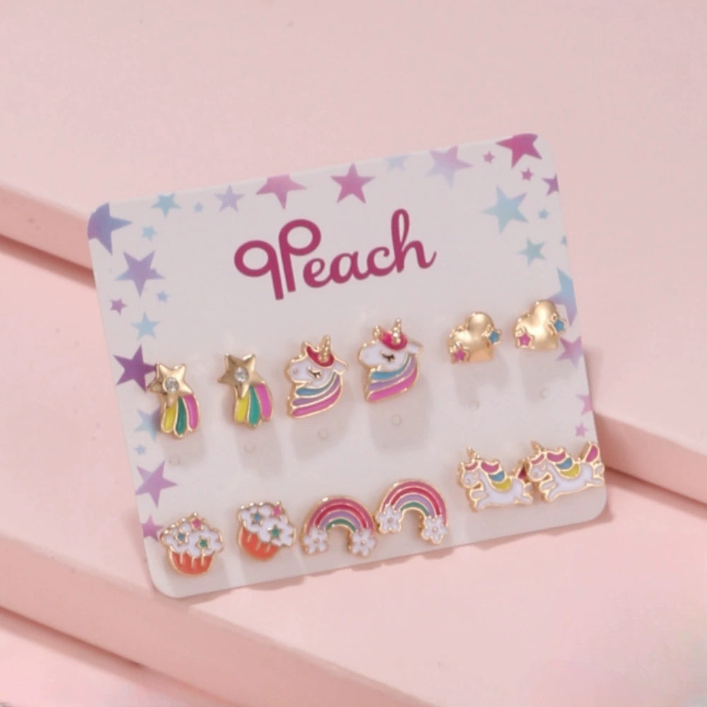 2/3 Pairs Kids Clip On Earrings , Girls Unicorn,Rainbow Butterfly, Cute Clip On Earrings Princess Jewelry,Clip-on Set for Kids Girls (Unicorn 3Pairs)