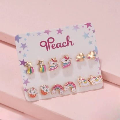 2/3 Pairs Kids Clip On Earrings , Girls Unicorn,Rainbow Butterfly, Cute Clip On Earrings Princess Jewelry,Clip-on Set for Kids Girls (Unicorn 3Pairs)