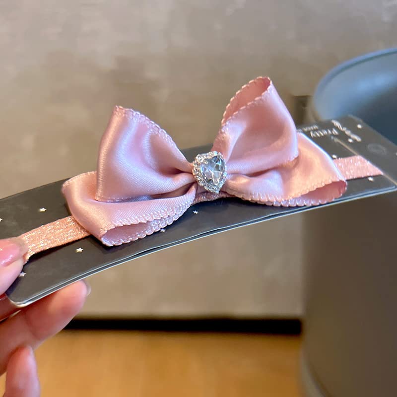 2PCS Newborn Infant Toddler Baby Girls Lace Pearl Flower Ribbon Headband Soft Elastic Bow Knot Hair Band Hairband
