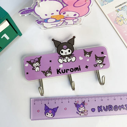 2Pcs 6 Hooks Self Adhesive Hooks Wall Hanging Plastic Creative Cute Kitty Hooks Powerful for General Door Bathroom Kitchen Use Sticky Wall Hook Waterproof