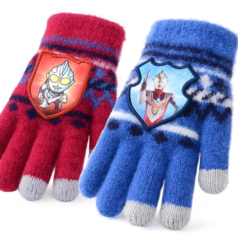Full Finger Gloves Elsa Winter Knit Warm Mittens Soft Lined Fleece Thermal Outdoor Stretchy Gloves for Kids boys girls