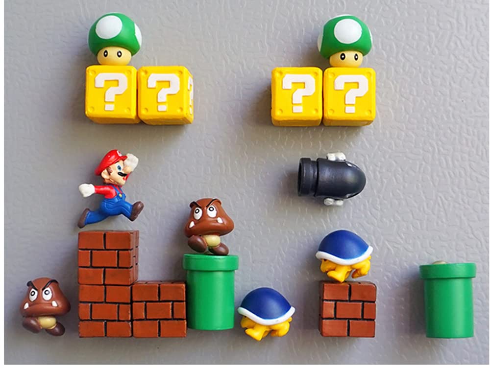 10/40PCS Super Mari Bros FRIDGE MAGNETS 3D Action Figures Kids Memo Party Bag Fillers Board Gift Refrigerator stickers