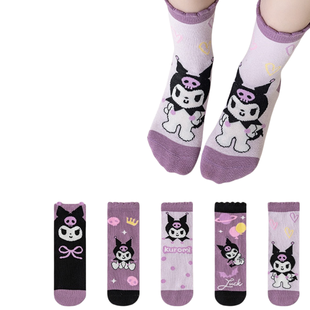 5 Pairs Toddlers Kids Costume cotton Infant Ankle Socks 1-5 Years (UK, Age, 1 Year, 5 Years, Regular, Kuromi)