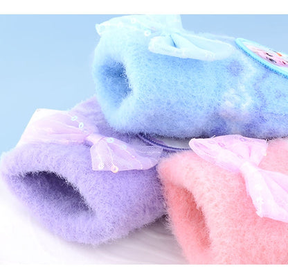 Full Finger Gloves Dinosaur Cat Capybara Winter Knit Warm Mittens Soft Lined Fleece Thermal Outdoor Stretchy Gloves for Kids boys girls(Blue Elsa)