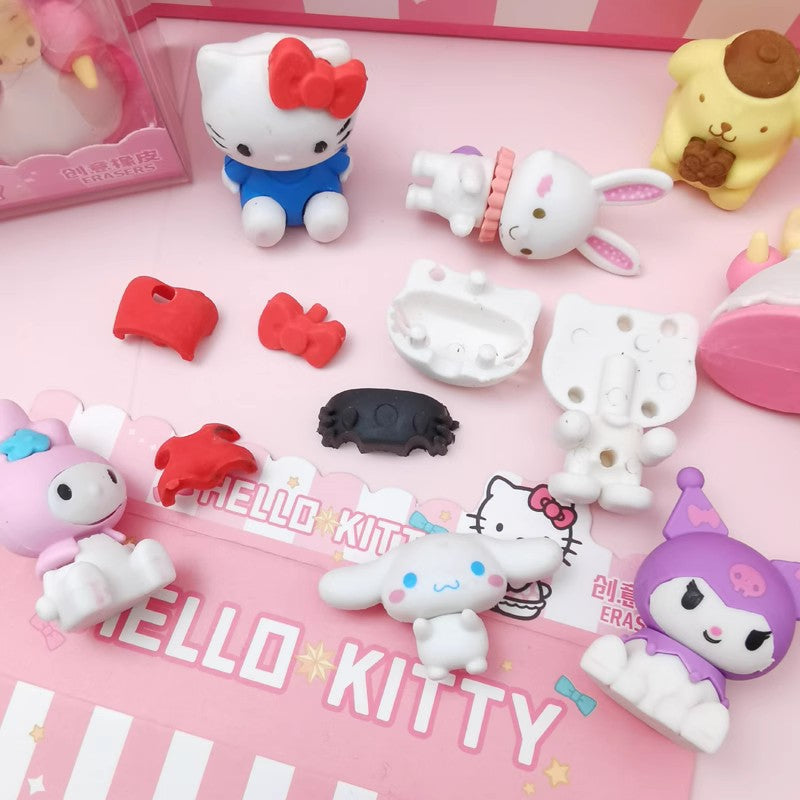 4 PCS Spider Rubbers Pencil Eraser Erasers Rubber for Kids School Stationary Party Favour Bag Fillers Gift Set (Hello kitty  4pcs)