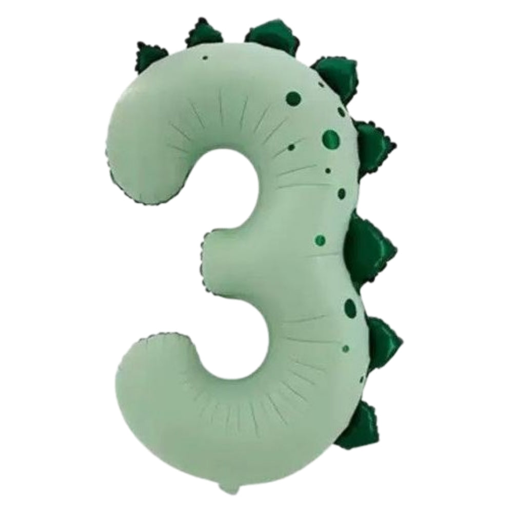 40'' Dinosaur Number with Bow Balloon, Self Inflating Foil Light Pink Set 0-9, Pastel Pink Helium Balloon for Girls Birthday Party Decorations Anniversary Supplies (Dinosaur, Number 3)