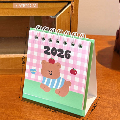 Desk Calendars,2026 Pet Theme Offices Calendar | Academic Planner with Wooden Base Puppy Kitten Design Organization for Daily Work School Teacher Kids Family Home Class (Apple Bear)