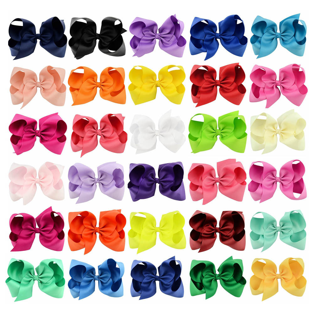 8pcs Women Kids Snap Bow Hair Clip Set Ribbon School Uniform Bows Metal Barrette