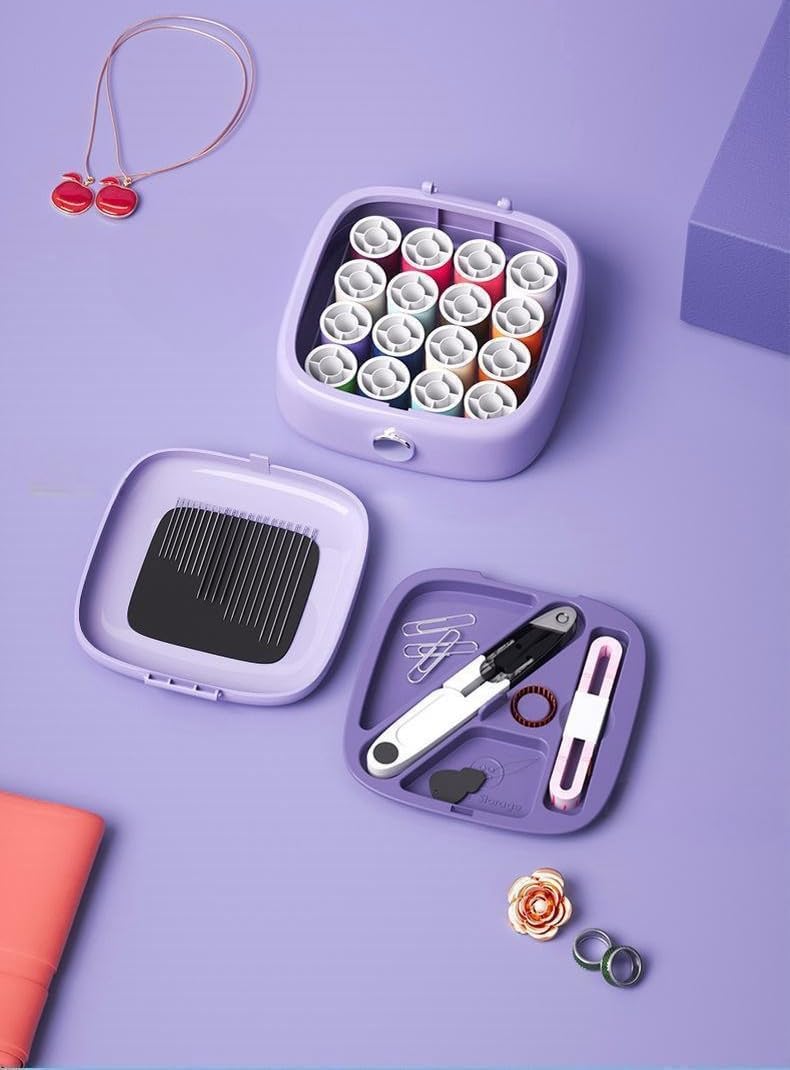 Sewing Kit with Case Magnetic Pad for Needles Portable DIY Sewing Supplies for Home Traveler, Adults, Beginner, Emergency, Kids Contains Thread, Scissors, Needles, Measure