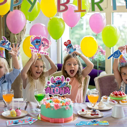 22 Pack Stitch Cupcake Birthday Cake Toppers Glitter Tea Party Eat Me Cupcake Picks Tea Party Cake Decorations Babyshower Boy Girl Kids Birthday Tea Party Supplies