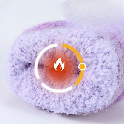 Fingerless Flap Cover Gloves Winter Knit Warm Mittens Soft Lined Fleece Thermal Outdoor Half Finger Gloves with Cover Convertible Flip Top for Kids