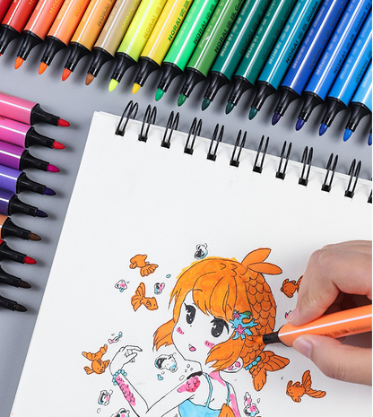 24 Colours Assorted Colouring Set Gift Washable Water Colour Markers Coloured Pens Kids Children Colouring Drawing Pens Assorted Colours Markers Pens for Children Doodling (24 Colour)