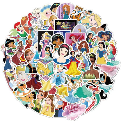 50pcs Princess Aven Superheros Toy Kids Stickers Luggage Laptop Skateboard Waterproof Party Bag Fillers Waterbottle Decal Graffiti Patches