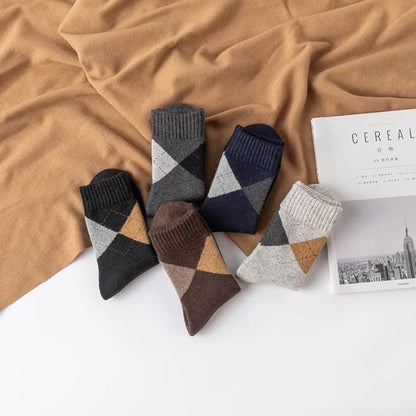 5 Pairs Thermal Socks Mens Walking Hiking Climbing Warm Thick Heat Wool Knitting Socks Winter