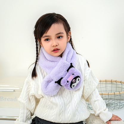 Kids Winter Beanie Scarf for 2-10 Years Old Boys Girls.Outdoor Warm Fleece Lined Thermal Knit Fluffy Pom (Cinnamoroll)