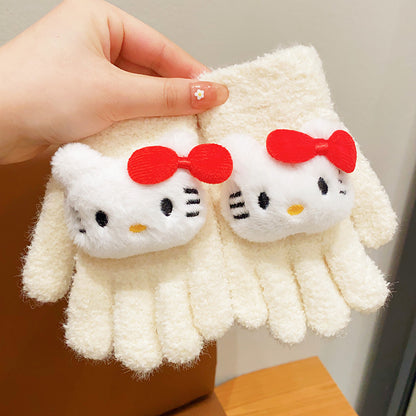 Full Finger Gloves Elsa Winter Knit Warm Mittens Soft Lined Fleece Thermal Outdoor Stretchy Gloves for Kids boys girls