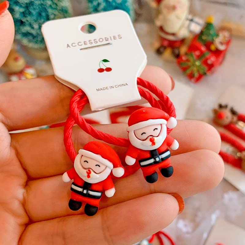 8PCS New Year Xmas Christmas Tree Santa Reindeer Snowman Bobbles Hair Clips Girls kids Gift Set Hair Accessories Snaps Barrettes